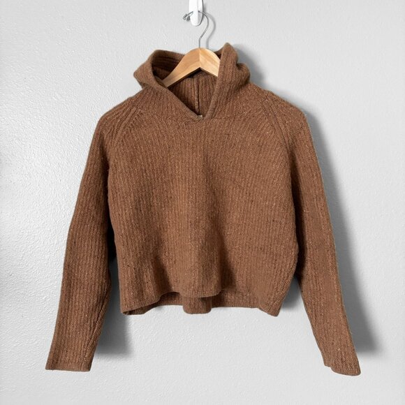 The Simple Folk Wool Maple Brown Knit Hoodie Sweater Womens XS Cabincore Scandi - Picture 1 of 15